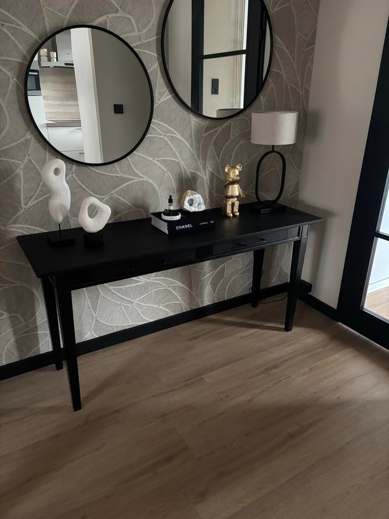 Zwarte Sidetable met Lade, Huis en Inrichting, Tafels | Sidetables, Ophalen, 100 tot 150 cm, Zo goed als nieuw, Overige houtsoorten