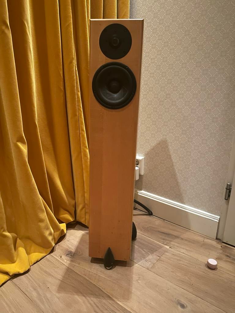 Totem Hawk Maple Vloerstaande Speakers, Gebruikt, 60 tot 120 watt, Front, Rear of Stereo speakers, Ophalen