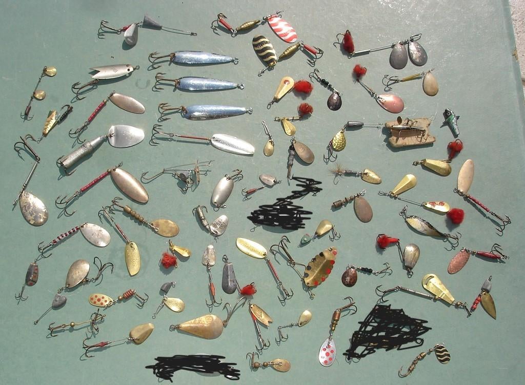 ongeveer 50 oudere spinners voor verzamelaars luxor enz ...., Watersport en Boten, Ophalen of Verzenden, Gebruikt, Molen