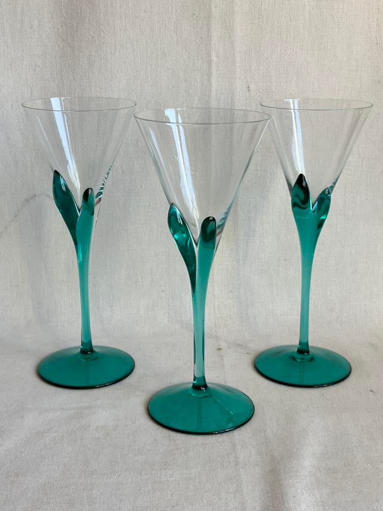 Luigi Bormioli “Florian Verde” champagneflûtes 3x, Ophalen of Verzenden, Zo goed als nieuw, Overige typen
