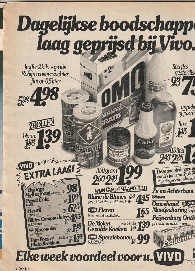 Retro reclame 1979 Vivo met Omo wasmiddel draagkoffer, Verzenden, Overige typen