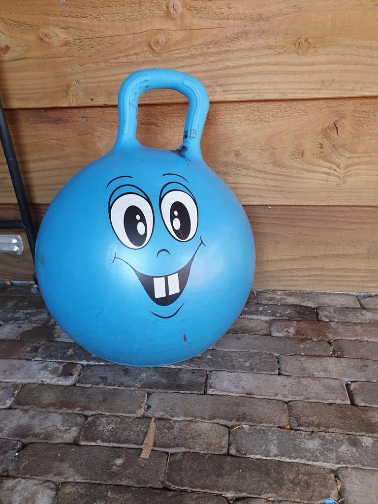 Blauwe skippybal met gezichtje, Ophalen, Gebruikt, Jongen of Meisje