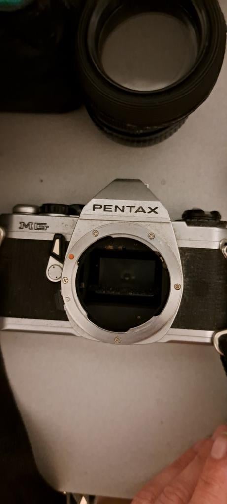 Vintage Pentax camera met diverse lenzen en flitser, Ophalen of Verzenden