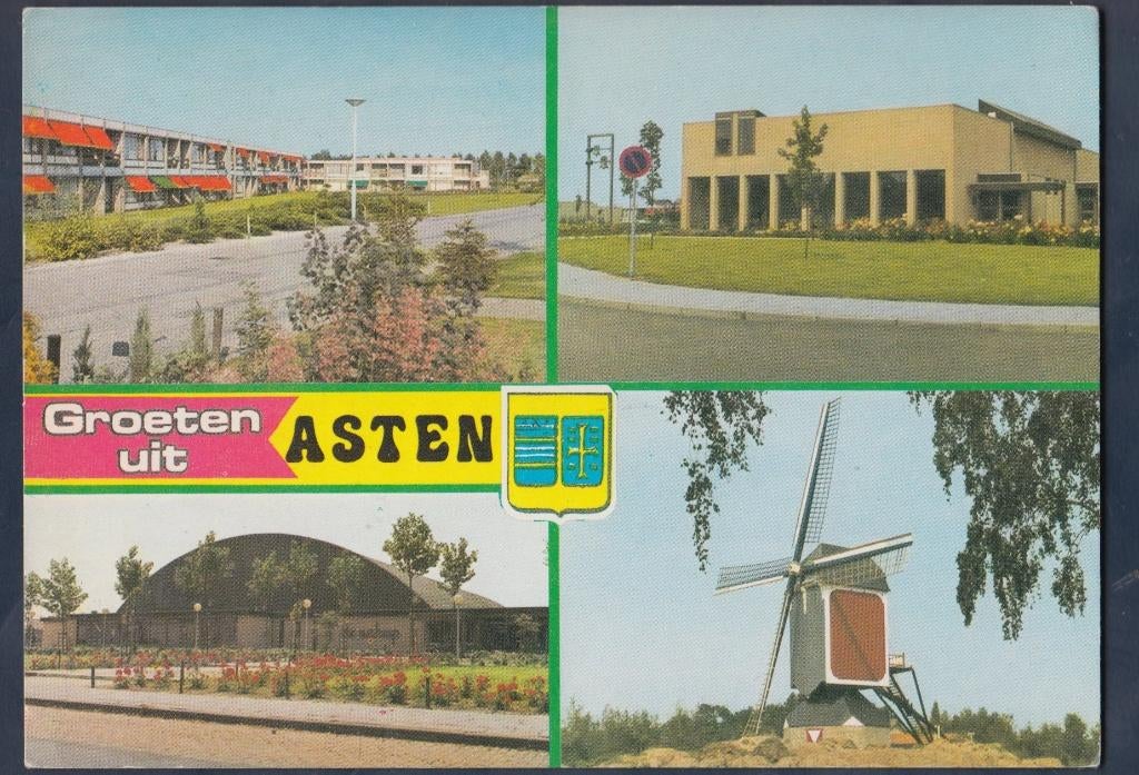 Asten Groeten 4 luik gelopen 1981, Verzenden, 1980 tot heden, Gelopen, Noord-Brabant