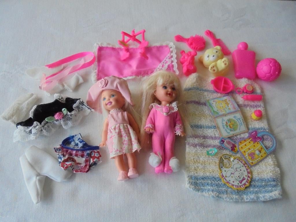 2 popjes met kinderwagen mattel China 1994, Verzamelen, Poppen, Ophalen of Verzenden, Gebruikt, Pop