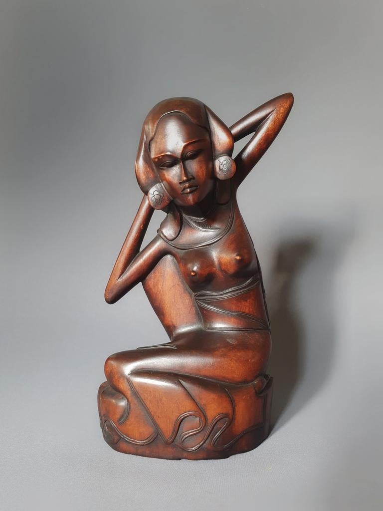 Bali 1930 art deco dame Balinees beeld indonesie, Ophalen of Verzenden