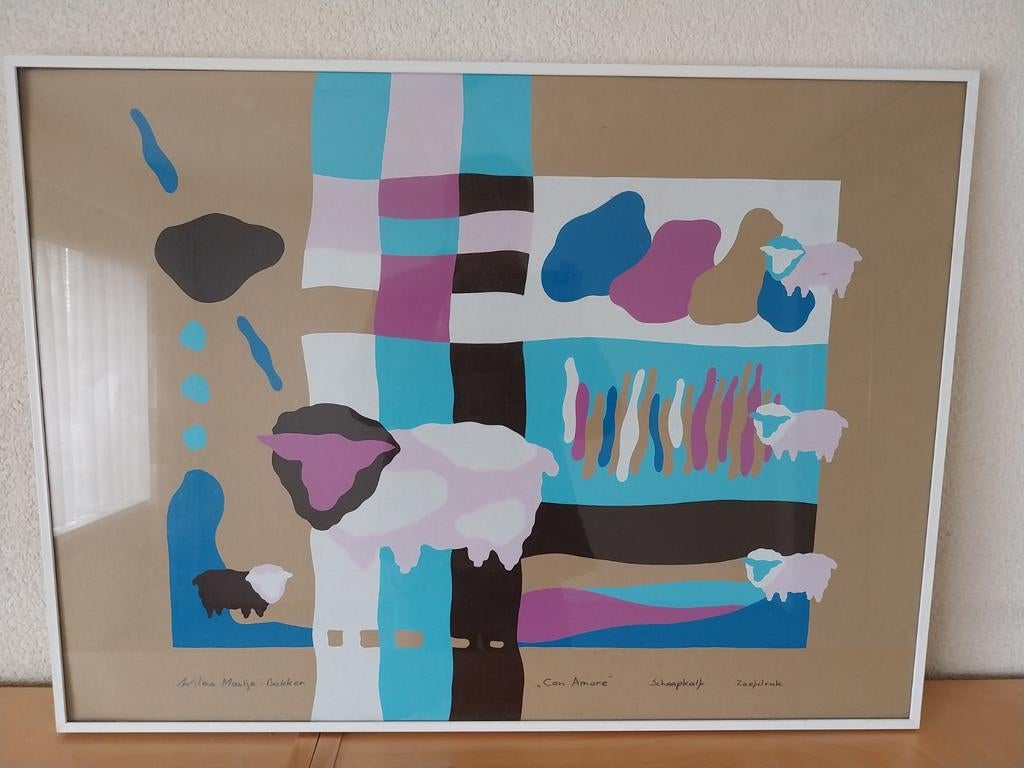 Zeefdruk Wilma Mantje-Bakker "Schaapkalf - Con Amore", Ophalen