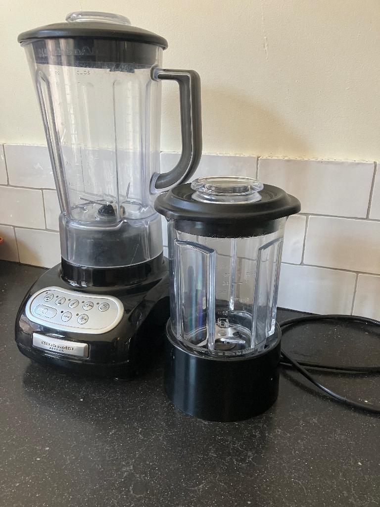 KitchenAid blender zwart met twee kunststof kannen, Witgoed en Apparatuur, Blenders, Ophalen of Verzenden, Gebruikt, Blender