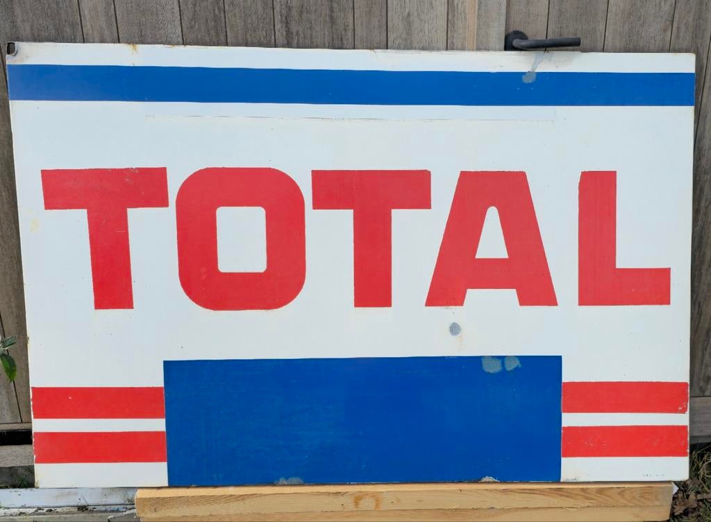 Grootformaat emaille bord Total, Verzamelen, Ophalen, Gebruikt, Reclamebord