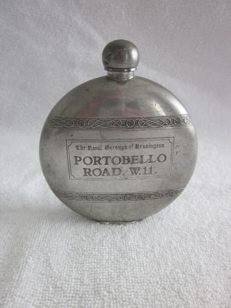 Verzilverde antieke zak flacon Portobello Road.WII Sheffield, Ophalen of Verzenden