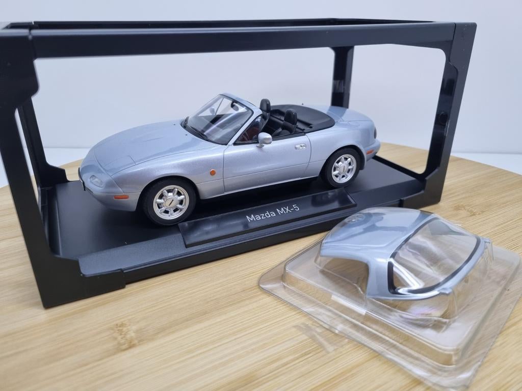 Norev Mazda MX5 Zilvergrijs Metallic met hardtop 1:18, Auto, Nieuw, Norev, Ophalen of Verzenden