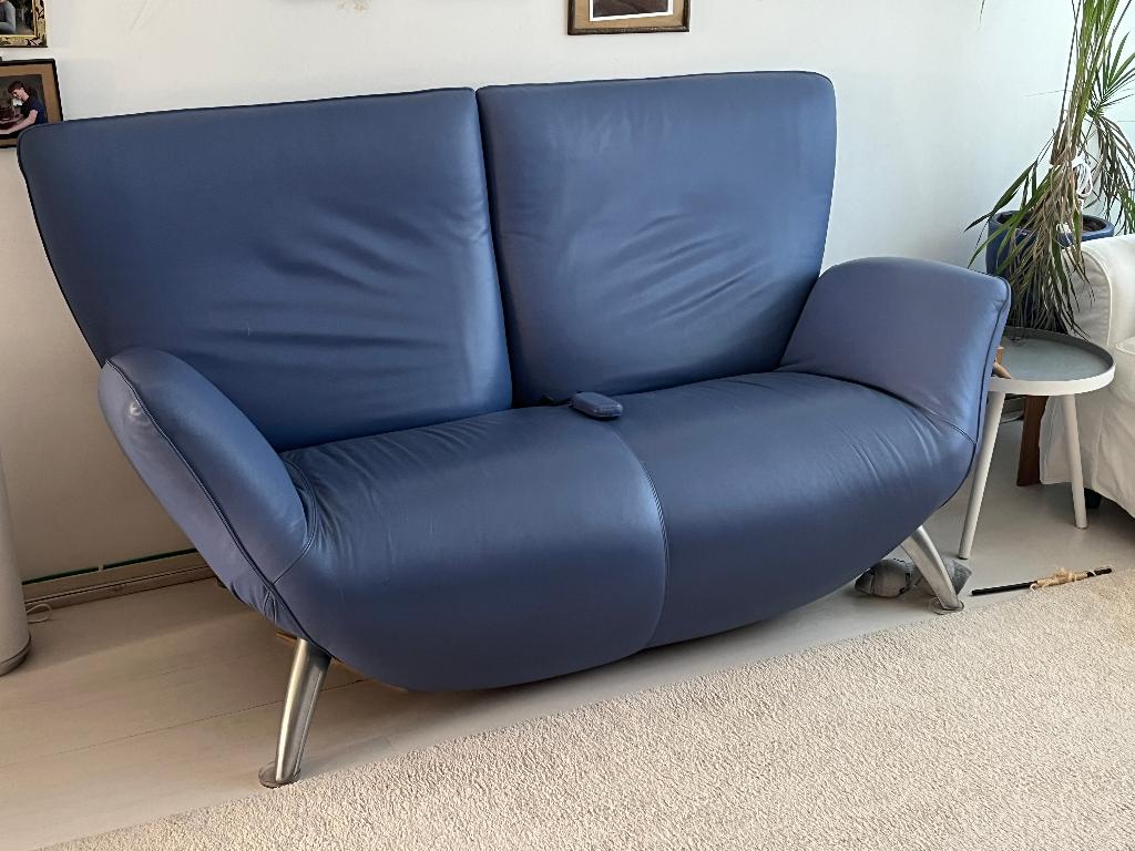 Bank sjiek blauw, Huis en Inrichting, Ophalen, Zo goed als nieuw, Blauw, Vierkant