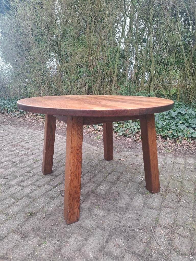 Vintage brutalist eettafel jaren 70 japandi wabi-sabi, Huis en Inrichting, Tafels | Eettafels, Ophalen of Verzenden, Rond, 100 tot 150 cm