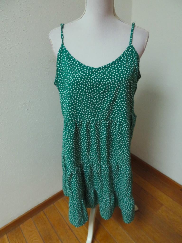 Z91 CLOCKHOUSE nieuwe jurk groen wit maat 44, Maat 42/44 (L), Nieuw, Ophalen of Verzenden, Knielengte