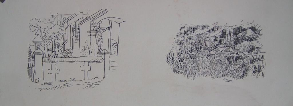 H.Bekman Houtgravure ets st Severinuskerk in Grathem limburg, Verzenden