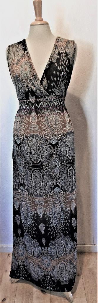 Ethnic/boho soepel vallende bruine maxi print dress! L, Kleding | Dames, Jurken, Bruin, Verzenden, Maat 42/44 (L), Zo goed als nieuw