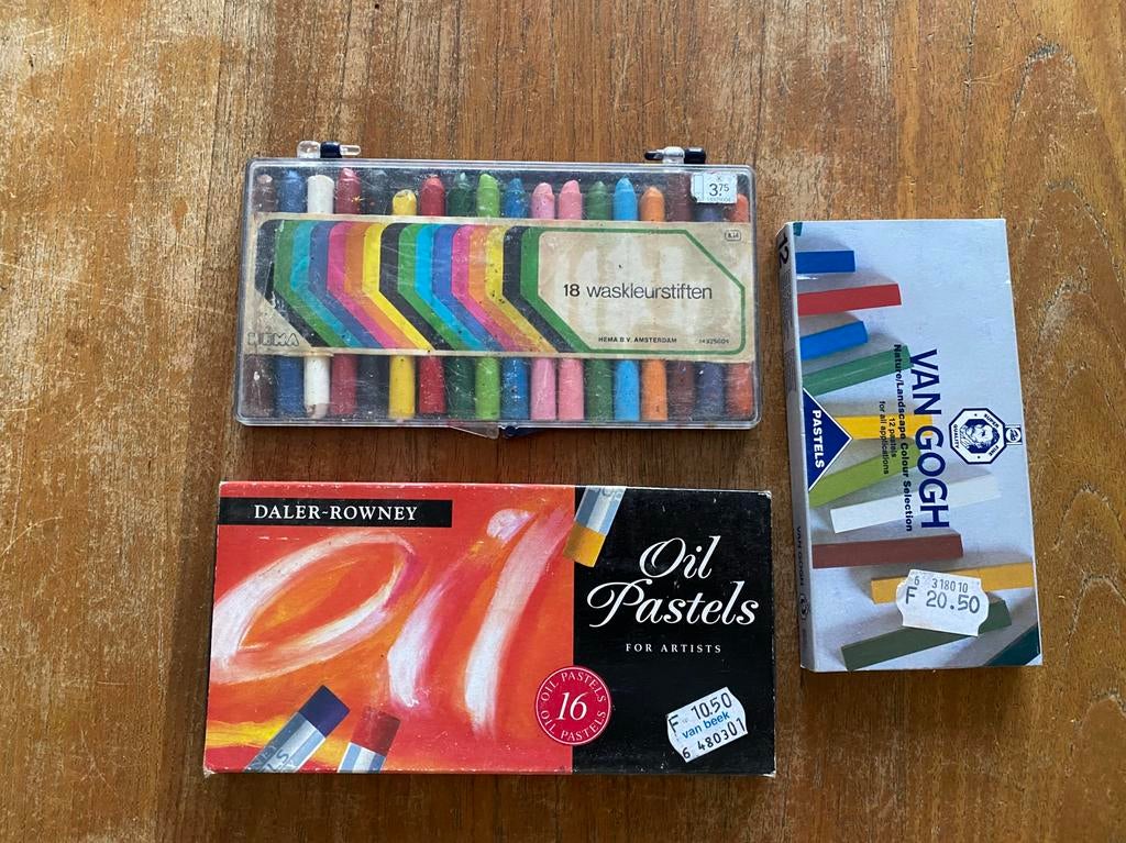 Pastelkrijt van Gogh, oliepastels Daler-Rowney, Hema wasco, Ophalen of Verzenden, Zo goed als nieuw, Potlood of Stift