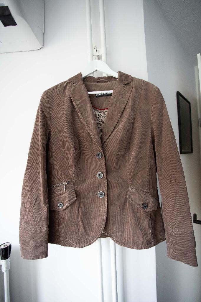 Bruin rib jasje / blazer Gerry Weber maat 40, Kleding | Dames, Jasjes, Kostuums en Pakken, Gedragen, Jasje, Maat 38/40 (M), Bruin