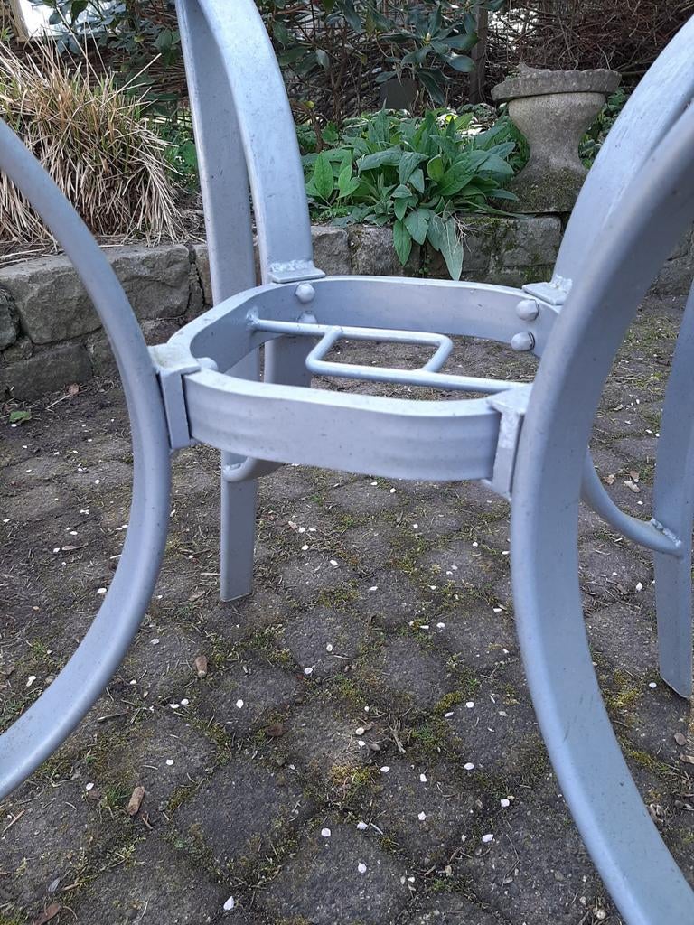 Haspel en tuintafel, tafel diameter 86 cm, demontabel, Ophalen, Gebruikt, Kunststof