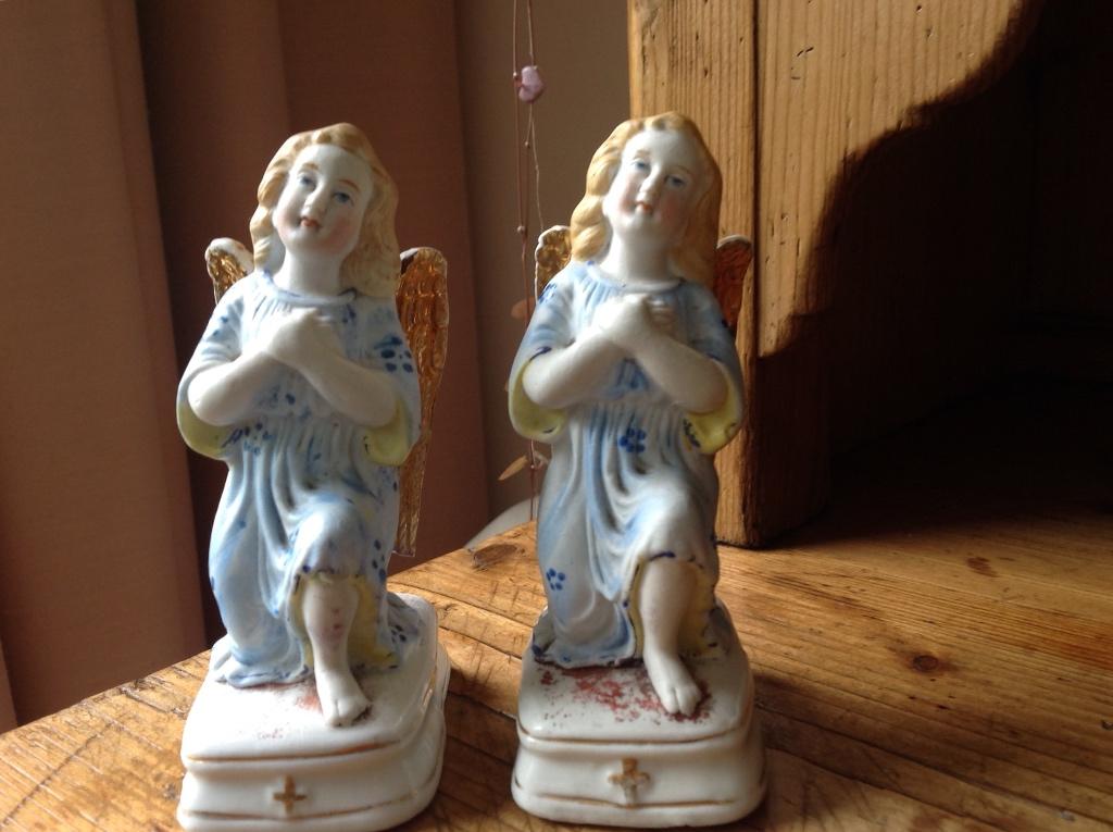 Antiek engelen van bisquit porselein, Ophalen of Verzenden