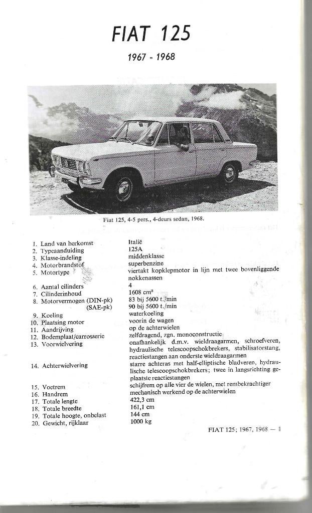 Fiat 125 1967 -1968 autotechnisch-handboek, Verzenden