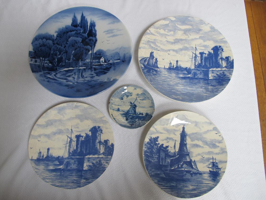 delfts blauw bord borden set, Antiek en Kunst, Ophalen of Verzenden
