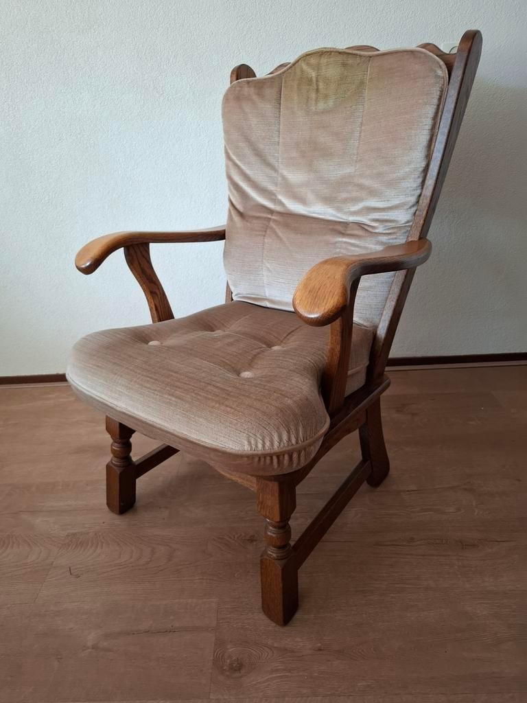 Eiken stoel met stoffen bekleding, Antiek en Kunst, Ophalen