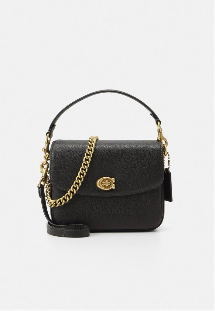 Coach Mini Turnlock Schoudertasje Zwart Leer, Ophalen, Nieuw, Zwart, Schoudertasje