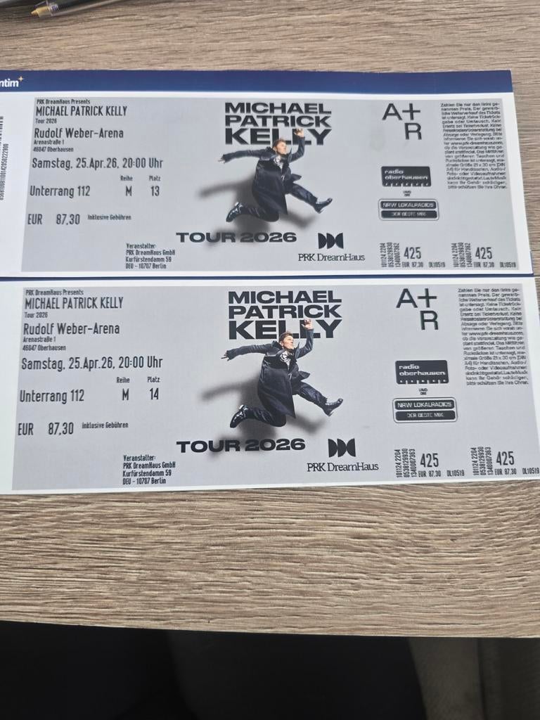 2 kaartjes Michael Patrick Kelly Oberhausen 25-4-26, Tickets en Kaartjes, Twee personen