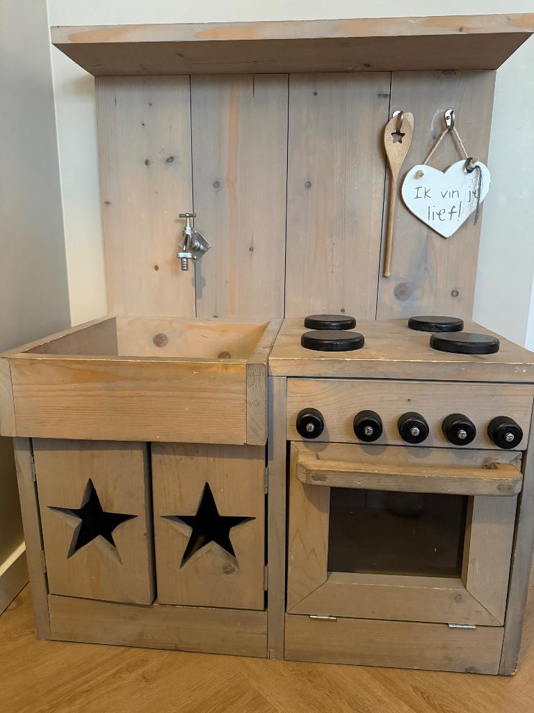 Houten speelgoed keukentje, Ophalen, Zo goed als nieuw, Hout, Speelkeuken