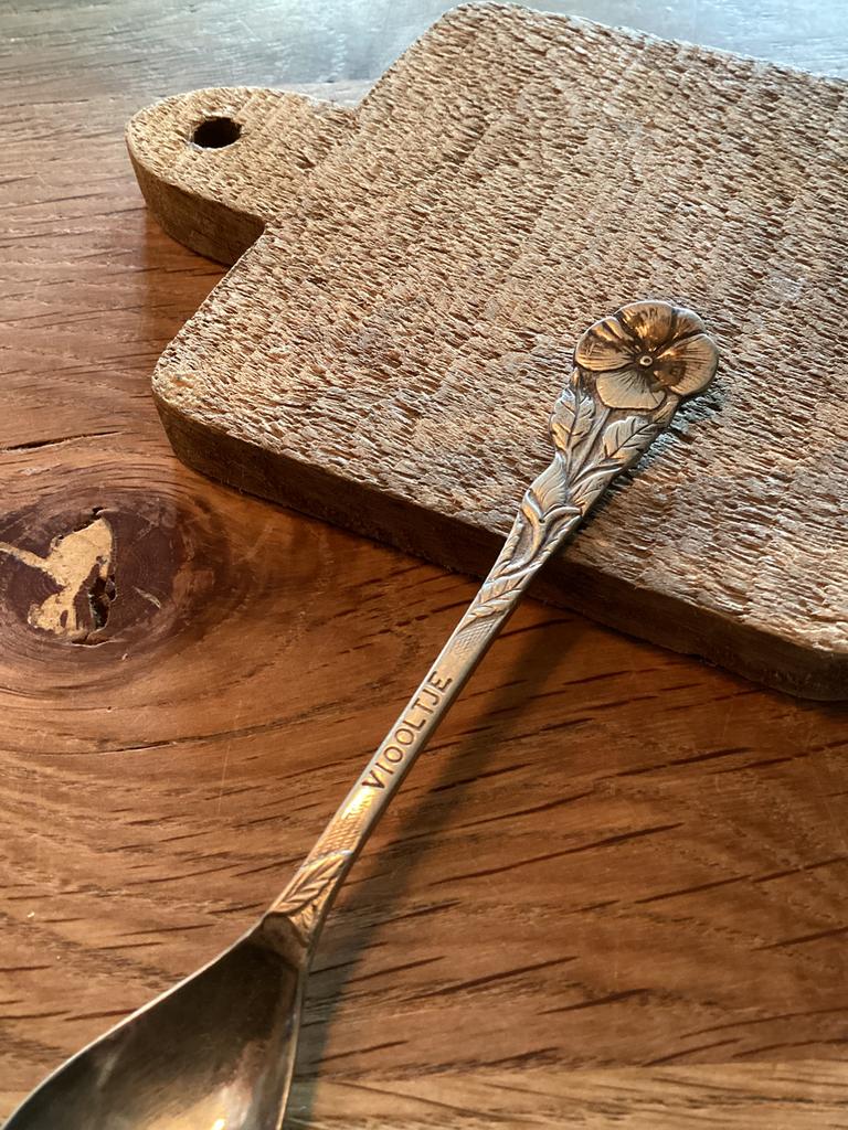 Verzilverd lepeltje Viooltje, Antiek en Kunst, Ophalen of Verzenden