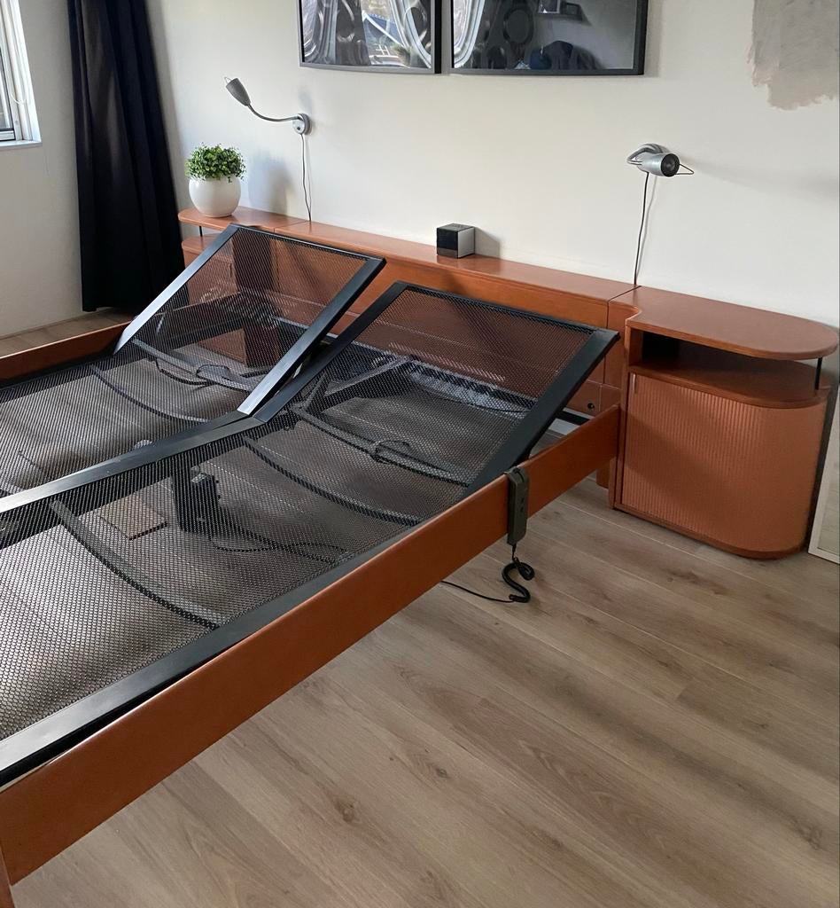 Auping Auronde bed 180x200 cm kersenhout, Ophalen, Bruin, Tweepersoons, 180 cm