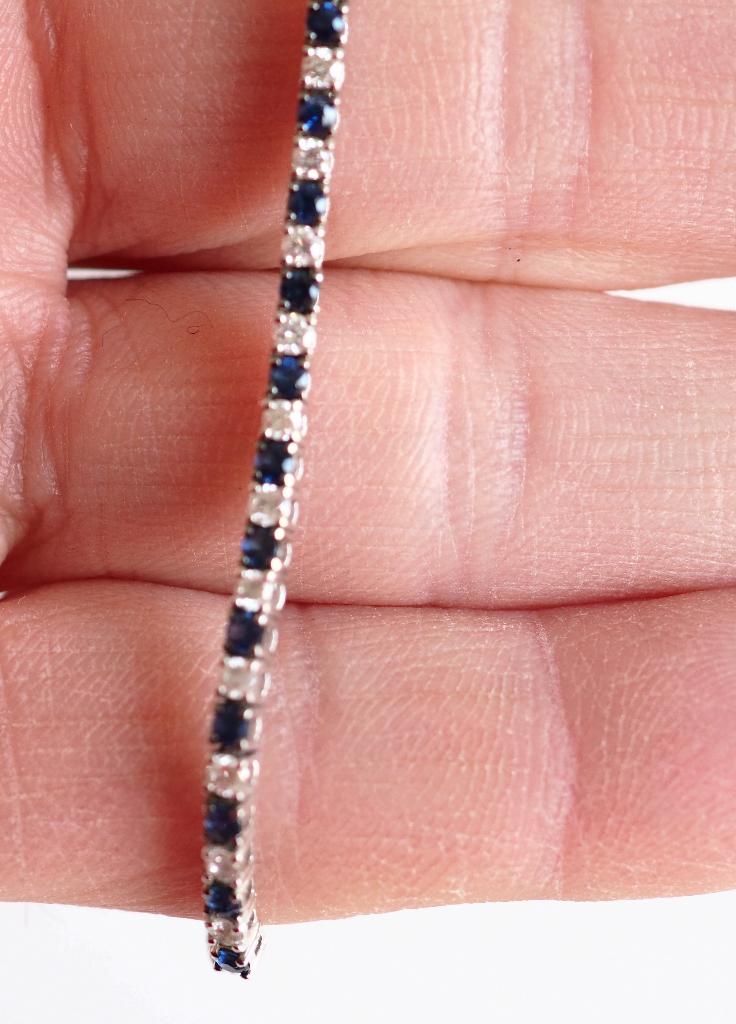 18 krt witgouden tennisarmband met diamant en saffier, ., Ophalen of Verzenden, Zo goed als nieuw, .