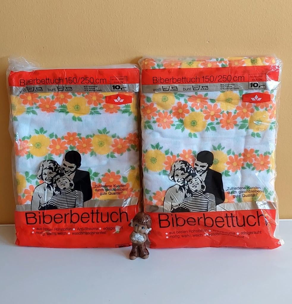 Nieuw Vintage Retro bed lakens stof 70 oranje geel bloemen, Eu, Eu, Ophalen of Verzenden, Eu