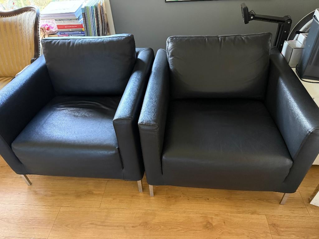 2 Minotti Blake fauteuils, Huis en Inrichting, Stoelen, Ophalen, Twee, Zwart, Nieuw