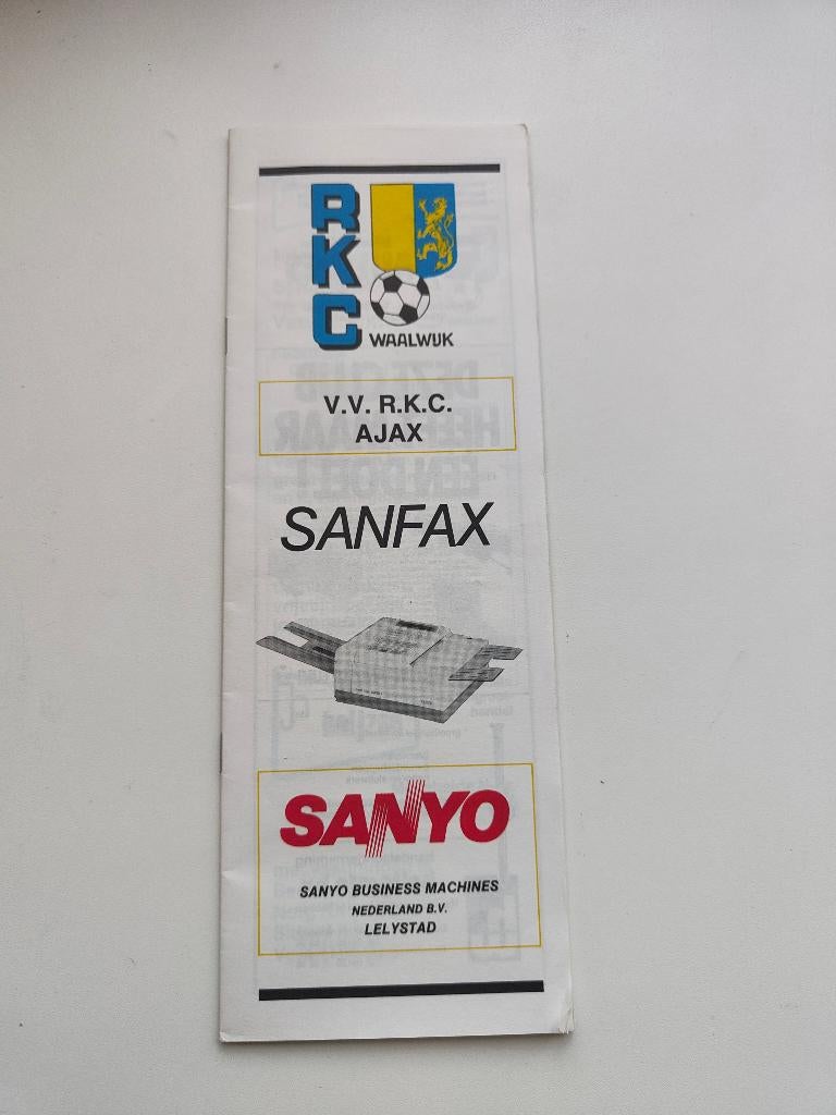 RKC - AJAX Programma 25-9-1988 incl. elftalposter RKC!!, Ophalen of Verzenden, Zo goed als nieuw, Ajax, Boek of Tijdschrift
