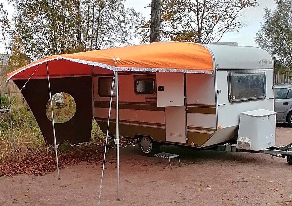 Eifelland opgeknapte vintage caravan, nieuwe retro luifel, Caravans en Kamperen, Duitsland, Knaus, Bedrijf, Treinzit