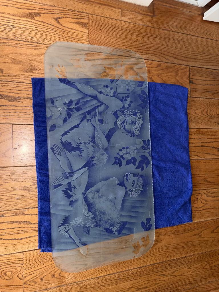 Gezandstraalde glasplaat Gambrinus, Verzamelen, Ophalen, Gebruikt, Reclamebord, Plaat of Schild, Overige merken