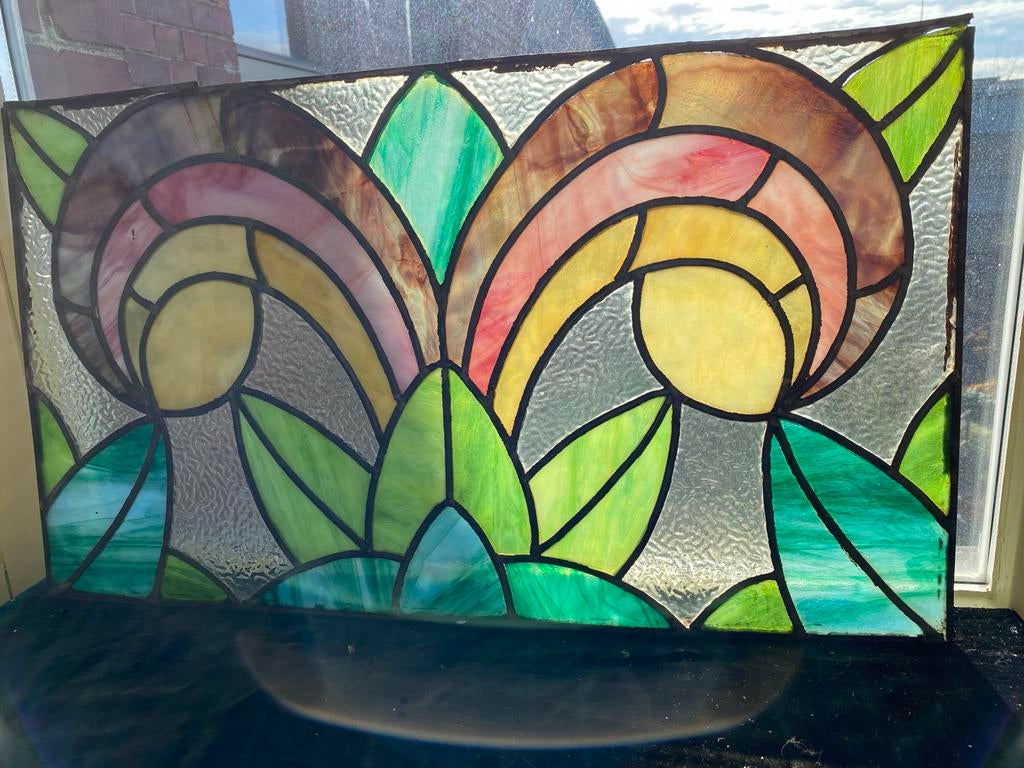 Art Nouveau/Art Deco Glas in Lood Raam, Ophalen of Verzenden