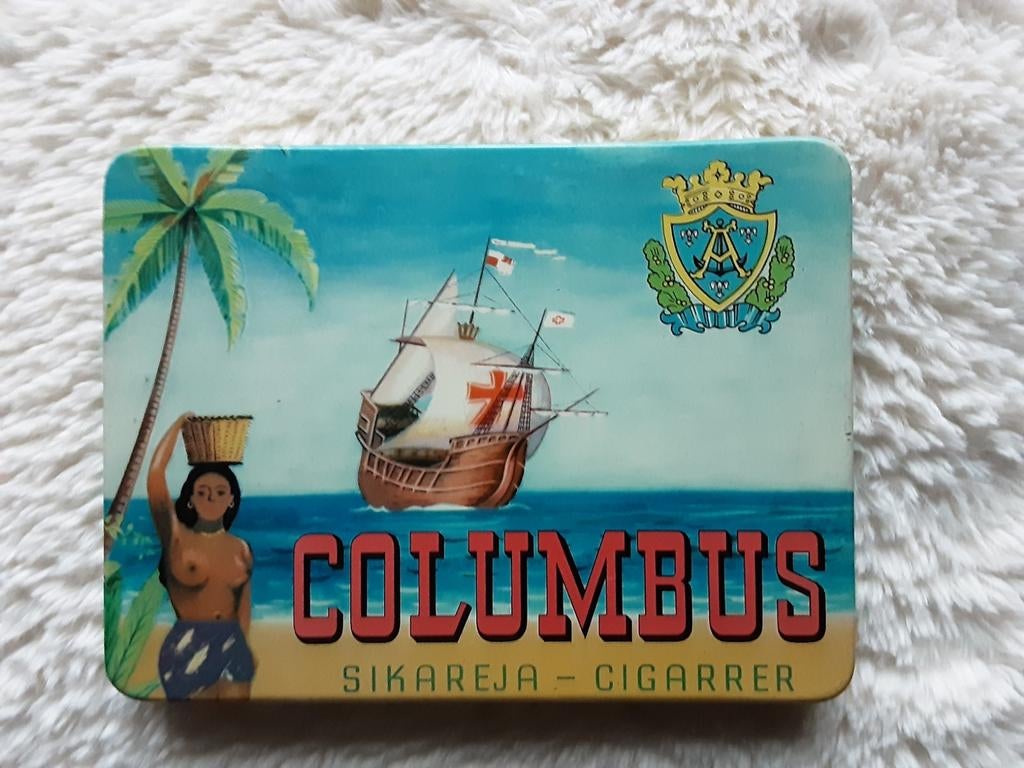 Sigarenblikje   COLUMBUS   C.A. 1953., Verzamelen, Blikken, Ophalen of Verzenden, Overige