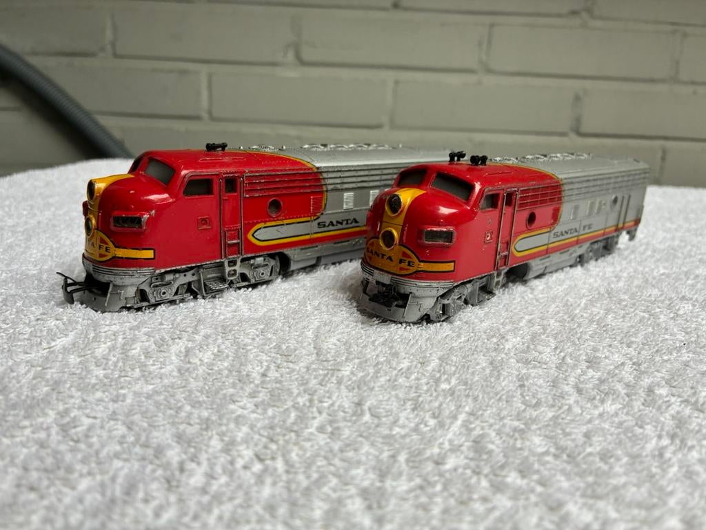 Märklin HO 3060 + 4060 USA F7 Santa Fe dieselloc 2-delig, Hobby en Vrije tijd, Wisselstroom, Ophalen of Verzenden, Analoog, Märklin