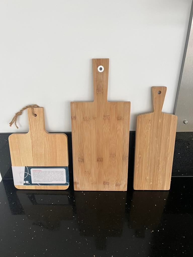 3 stuks Snijplankken /serveerplankken bamboe hout, Ophalen of Verzenden