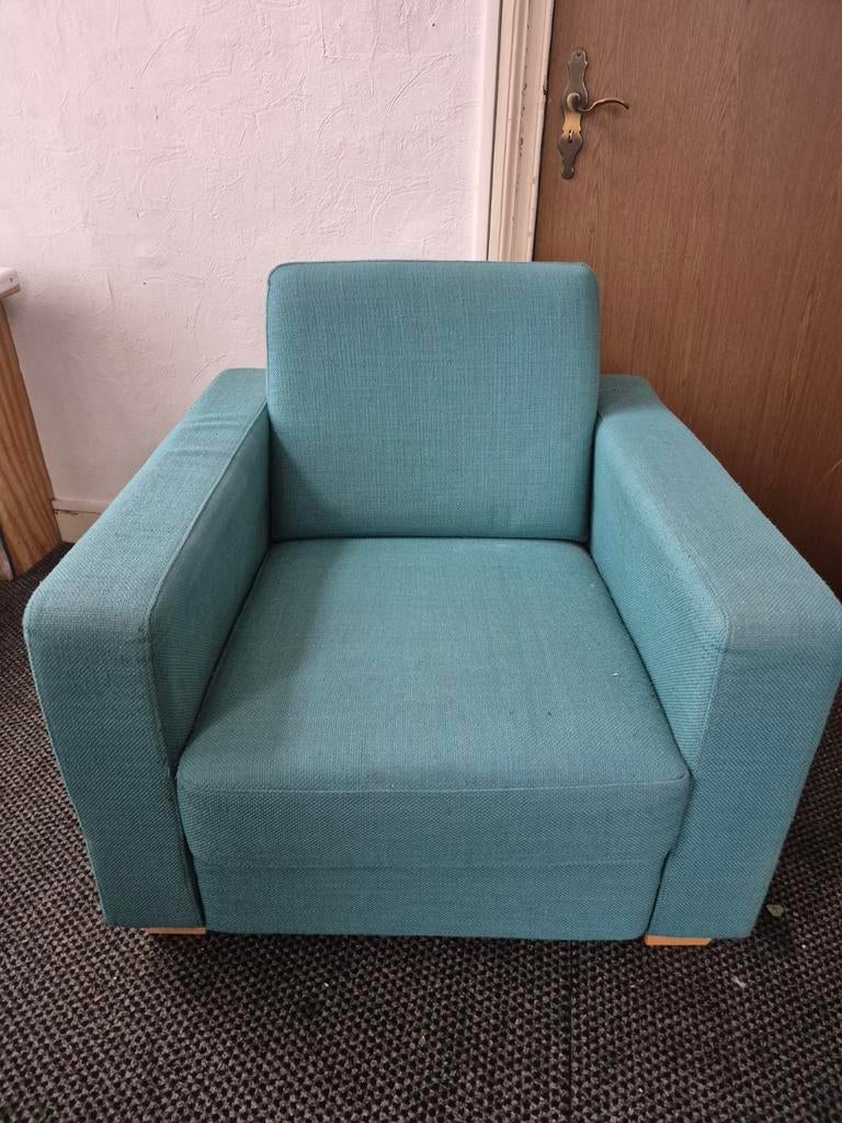 Licht blauwe fauteuils stoel, Goossen Zevenaar. Goede staat, Ophalen, 75 tot 100 cm, 50 tot 75 cm