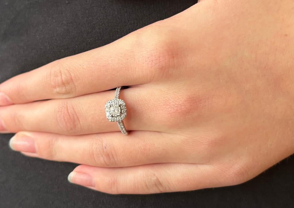 Exclusieve gouden ring 29 diamanten 1ct zeer fraai dames, Sieraden, Tassen en Uiterlijk, Ringen, Zo goed als nieuw, Dame, 17 tot 18