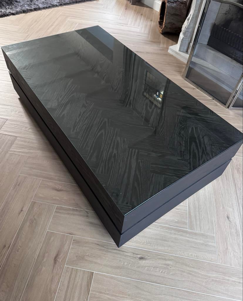 Richmond Salontafel Blackbone Glasplaat - Zo Goed Als Nieuw, Ophalen, 100 tot 150 cm, 50 tot 100 cm, Zo goed als nieuw
