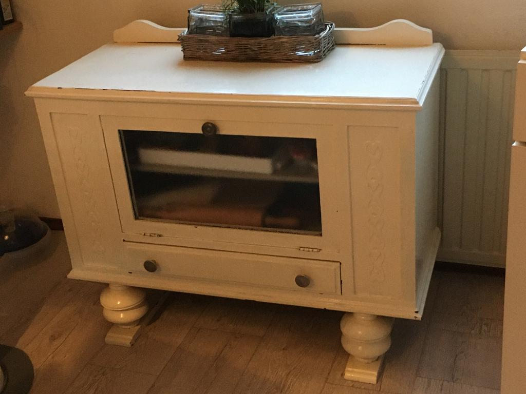 Mooi brocant kastje met la en glaze klep, Ophalen, 50 tot 100 cm, Zo goed als nieuw, Minder dan 100 cm