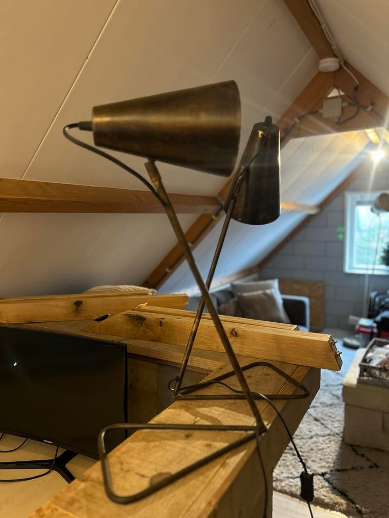 Vintage metalen tafellamp, Huis en Inrichting, Lampen | Tafellampen, Ophalen of Verzenden, Gebruikt, Metaal, Minder dan 50 cm