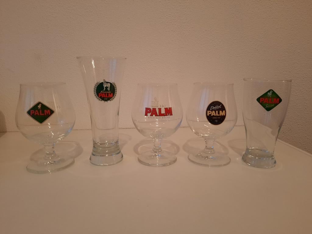 5 palm glazen, Ophalen, Zo goed als nieuw, Glas of Glazen, Palm