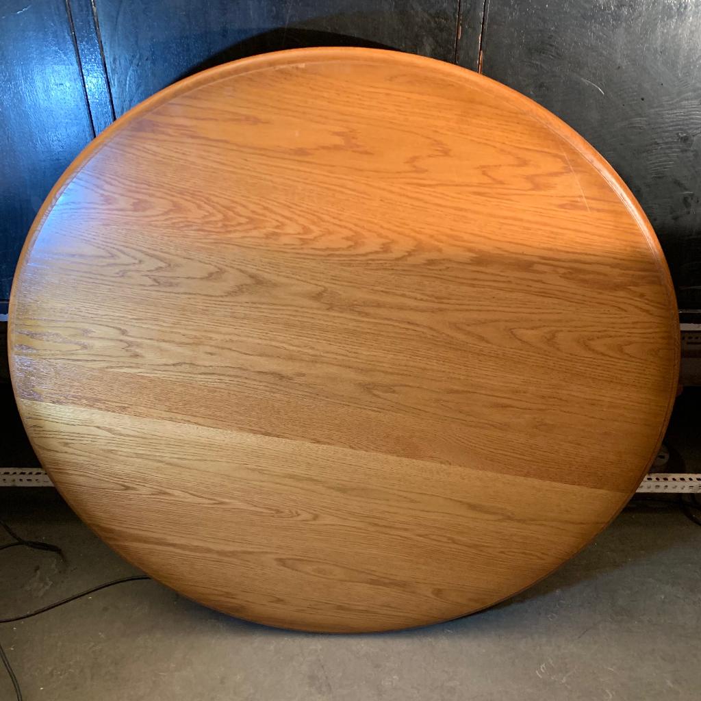 Rond tafelblad van massief eikenhout van Karel Mintjens, Huis en Inrichting, Tafels | Eettafels, Gebruikt, 100 tot 150 cm, 100 tot 150 cm