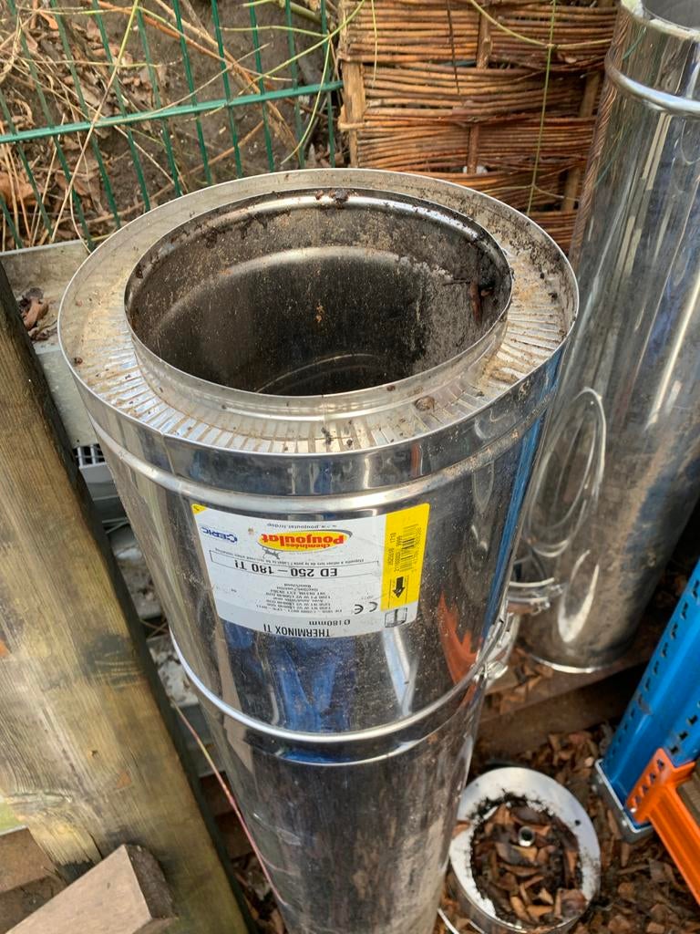 Poujoulat RVS Rookkanaal 180mm - 1,25m, Ophalen, Gebruikt, Kachel